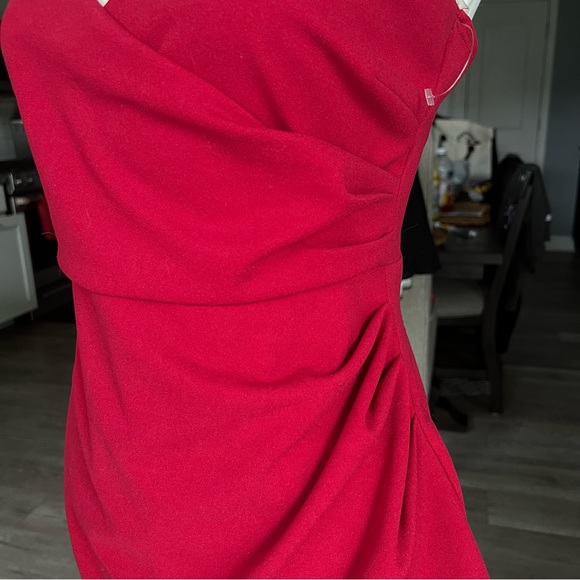 Windsor Faux Wrap Lace-Up Back Asymmetrical Dress | Size Large - Picture 4 of 11